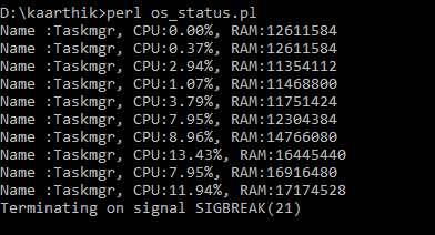 Perl CPU Application Utilization Output Perl CPU Application Utilization Output